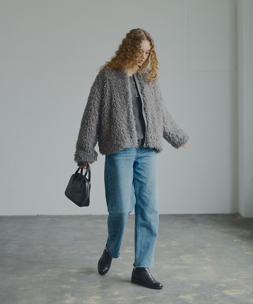 「PUAL CE CIN」 ドルマンスリーブニット FREE チャコールグレー レディース_画像6