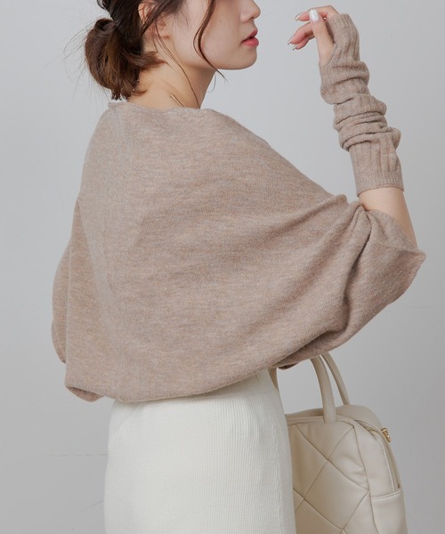 「PUAL CE CIN」 ドルマンスリーブニット FREE チャコールグレー レディース_画像8