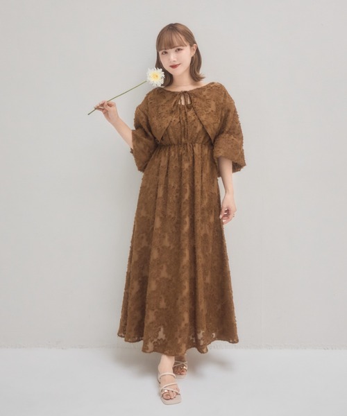 めーたん様[日本製✧︎washiwo]ドット柄 バルーン ワンピース 茶色