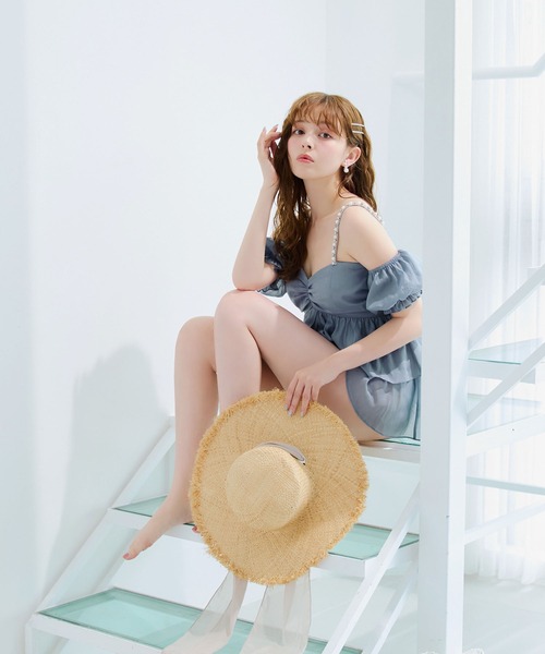 sugar nine 水着 フリルシフォン×オフショルダー ビキニ 2点セット