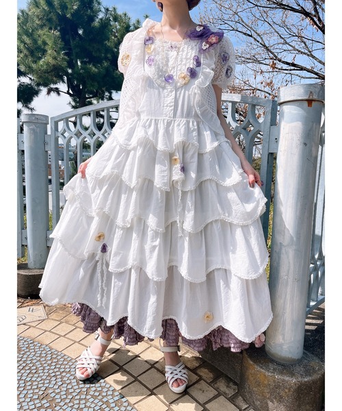 ピンクハウス フリルホワイトコットンスカート フリル使いロングスカート｜ピンクハウスオフィシャルオンラインストア
