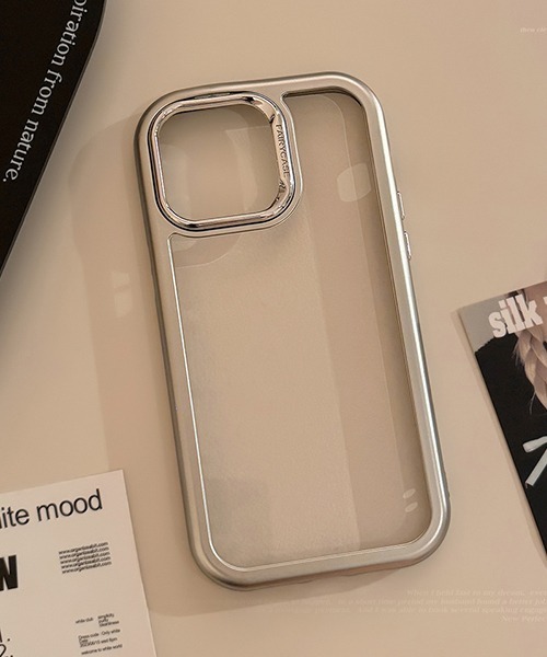 c.u.l スマホケース シルバー フレーム iPhoneカバー アイフォンケース