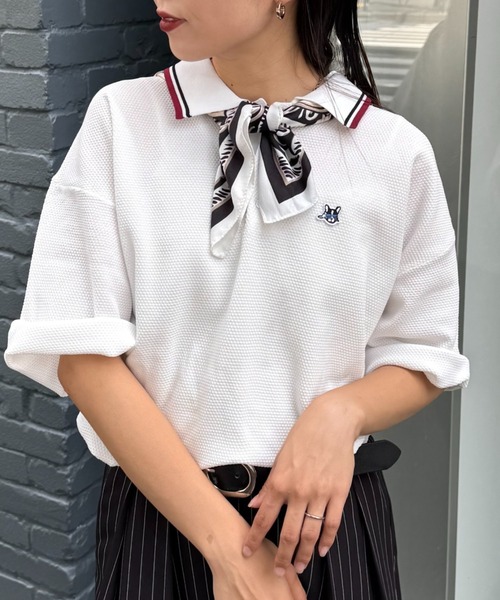 ポロシャツ ポロ PURPLE LABEL / 千鳥柄 白襟 プルオーバー レディース CIAOPANIC TYPY ポロシャツ 「ユニセックス」アニマル柄フレンチ