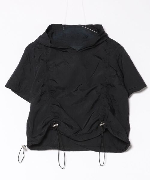 tシャツ hooded drawstring crop tee レディース