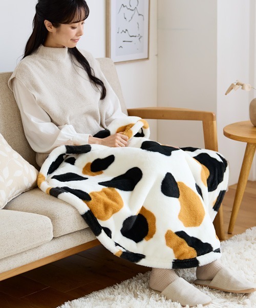 ブランケット まるで猫！のようなモフモフラウンドブランケット 吸湿