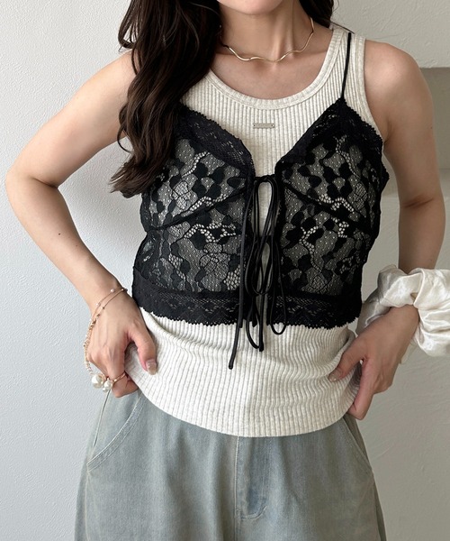 美品トゥジューtoujoursシャンブレービックポケットノースリーブタンクトップ apres jour（アプレジュール） タンクトップ ノースリーブ 「apres