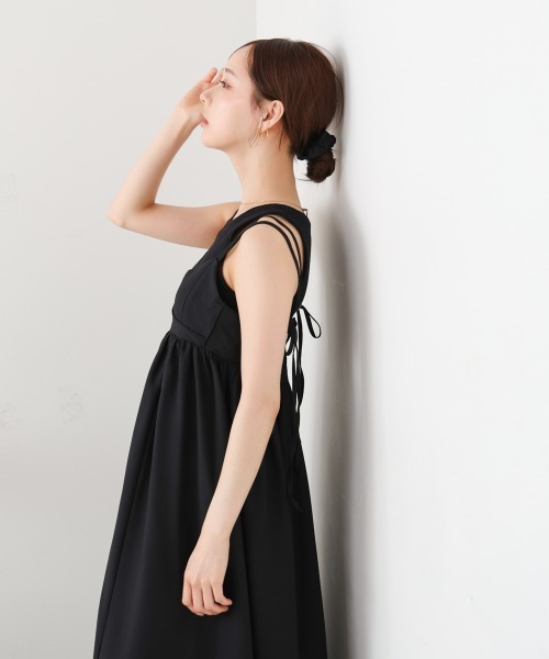 黒いキャミワンピース Sサイズ BAB（バブ） ワンピース 「S・Mサイズ展開」ビスチェライクフレア