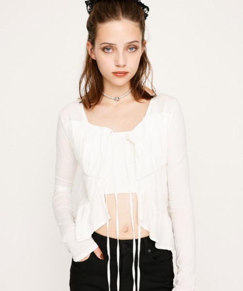 ブラウス シャツ ribbon square neck blouse/リボンスクエアネックブラウス レディース ribbon square neck blouse/リボンスクエアネックブラウス