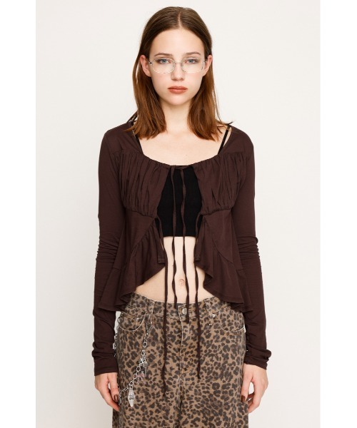 SLY ブラウス シャツ SQUARE NECK RIBBON TOPS スクエアネック