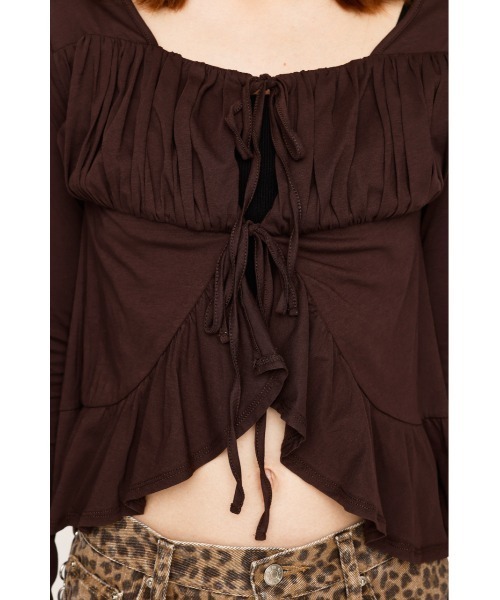 SLY ブラウス シャツ SQUARE NECK RIBBON TOPS スクエアネック