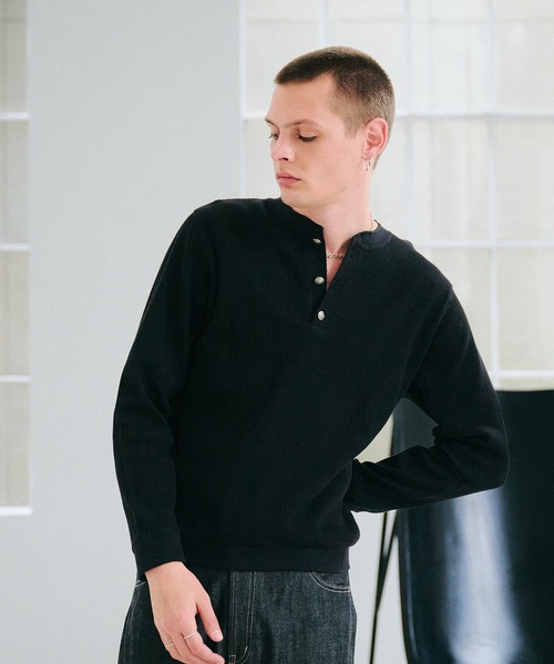 Regen Glanz tシャツ thermal henryneck longsleeve T‐shirt/サーマル