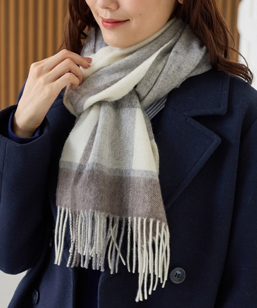 【マーガレットハウエル】ウールチェックストール CHUNKY WOOL CHECK SCARF | MARGARET HOWELL（マーガレット・ハウエル