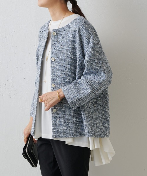 BEARDSLEY　ツイードジャケット　2way パール BEARDSLEY（ビアズリー） ツイードジャケット FREE ピンク レディース