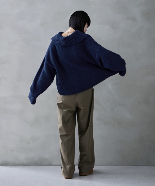 etoll.（エトル） ニット セーター アルパカタッチビッグカラーニット