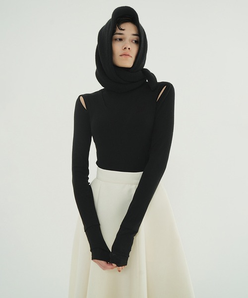 【美品】  CLANE / クラネ | LAYERED SHOULDER CUT TOPS / レイヤード リブ カットソー | 2 | white | レディース クラネ CLANE LAYERED SHOULDER CUT TOPS （WHITE） -ファッション通販