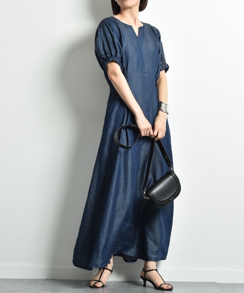 「INTERPLANET」 半袖ワンピース FREE ブルー レディース_画像4