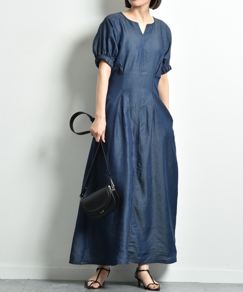 「INTERPLANET」 半袖ワンピース FREE ブルー レディース_画像5