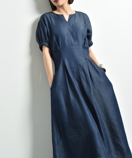 「INTERPLANET」 半袖ワンピース FREE ブルー レディース_画像6