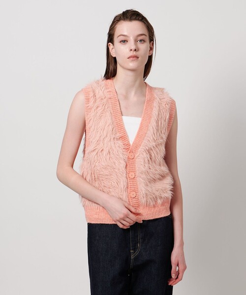 ASTRAET（アストラット） ベスト ジレ 「ASTRAET」シャギー Vネック