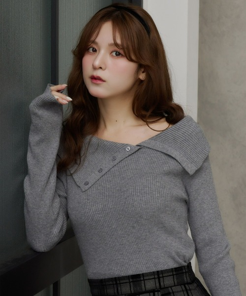 トット出品 Olu.（オルドット） ニット セーター ビックカラーリブニットプル