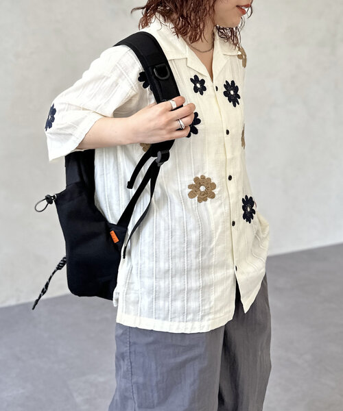 「CPCM」 7分袖シャツ LARGE イエロー レディース_画像3