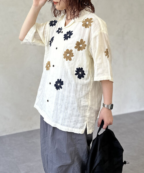 「CPCM」 7分袖シャツ LARGE イエロー レディース_画像6