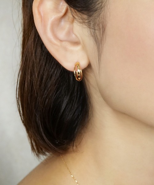 TAKE-UP（テイクアップ） ピアス K18/K10 ヒシカットミックスフープ