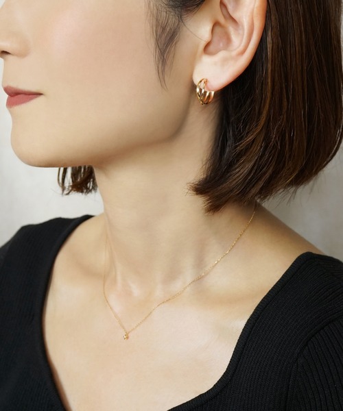 TAKE-UP（テイクアップ） ピアス K18/K10 ヒシカットミックスフープ