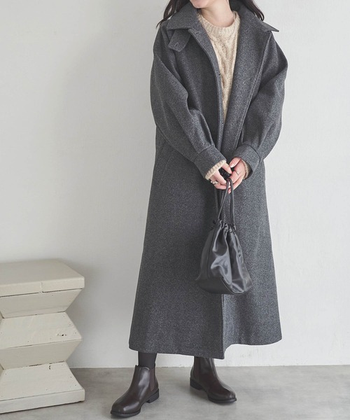 「mil」 ステンカラーコート S チャコールグレー レディース_画像7