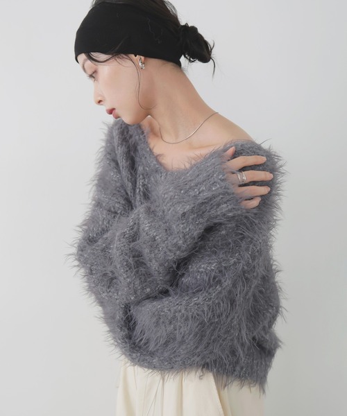 LIAN（リアン） ニット セーター フェザーVネックニットプルオーバー