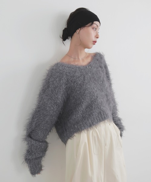 LIAN（リアン） ニット セーター フェザーVネックニットプルオーバー