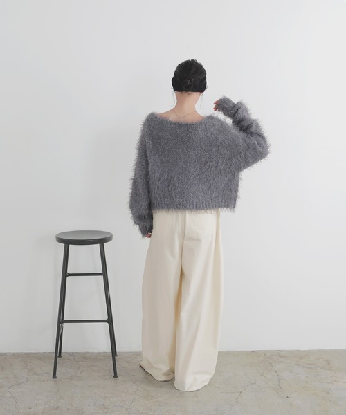 フェザーニットVネックプルオーバー フェザーニットVネックプルオーバー（ニット／セーター）｜NOBLE