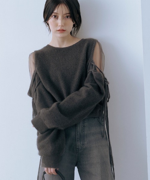 新品　タグ付き　snidelシースルーショルダーニットプルオーバー SNIDEL（スナイデル） ニット セーター シースルーショルダーニット