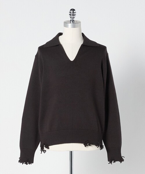 ＜LOEFF＞ダメージ ニット プルオーバー LOEFF（ロエフ） ニット セーター 「LOEFF」ダメージ クルーネック