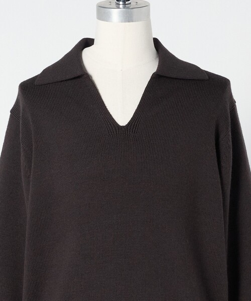 現行 LOEFF 5ゲージダメージニット レディース 0 ブラック ロエフ 黒 LOEFF（ロエフ） ニット セーター 「LOEFF」ダメージ スキッパー