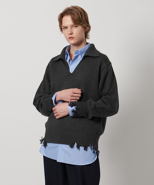 LOEFF（ロエフ） ニット セーター 「LOEFF」ダメージ スキッパー