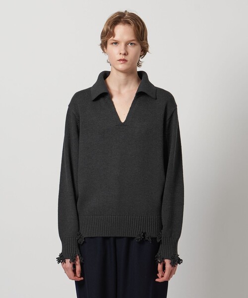 ✨美品✨現行 LOEFF ダメージ ニット プルオーバー ブラック サイズ1 LOEFF（ロエフ）の「＜LOEFF＞ダメージ ニット プルオーバー UNISEX