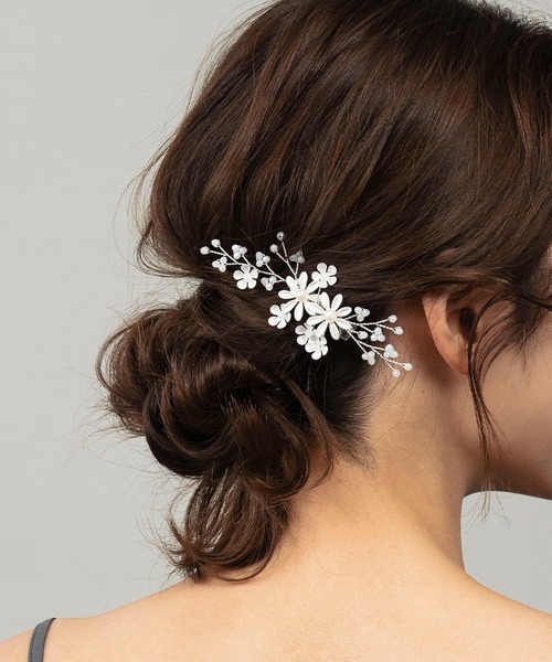 GIRL DRESS FOR NOW ヘアクリップ フェイクパール フラワーモチーフ