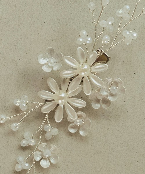 GIRL DRESS FOR NOW ヘアクリップ フェイクパール フラワーモチーフ