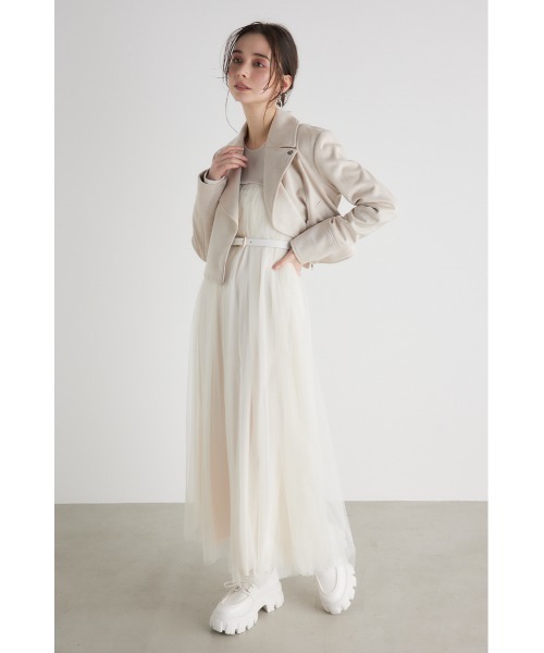 「rienda」 ライダースジャケット SMALL ライトベージュ レディース_画像4