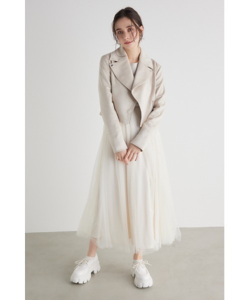 「rienda」 ライダースジャケット SMALL ライトベージュ レディース_画像5