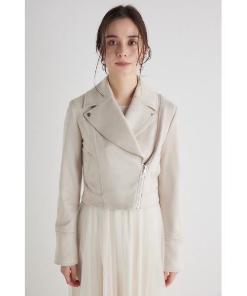 「rienda」 ライダースジャケット SMALL ライトベージュ レディース_画像6