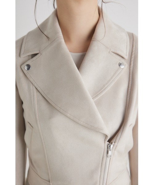 「rienda」 ライダースジャケット SMALL ライトベージュ レディース_画像9