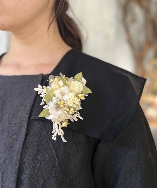 m.soeur（エムスール） ブローチ・コサージュ FREE グリーン