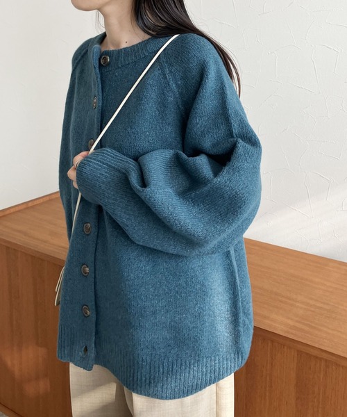 「reca」 ニットカーディガン M ブルーグリーン レディース_画像5