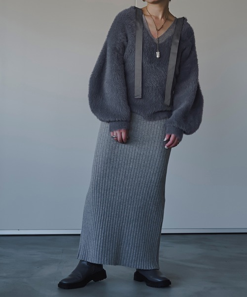 「Ezick」 長袖ニット FREE グレイッシュベージュ レディース_画像5