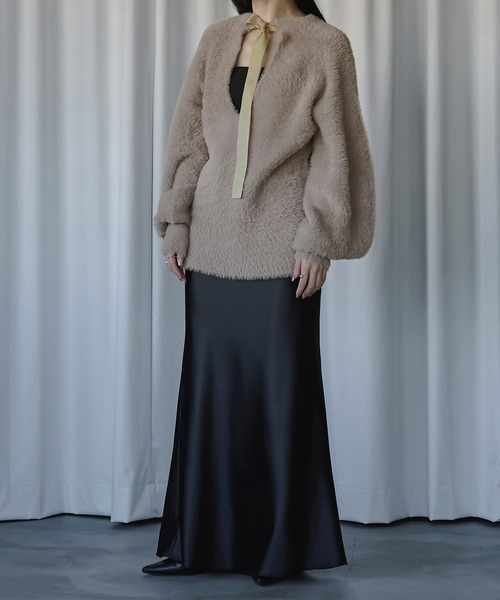 「Ezick」 長袖ニット FREE グレイッシュベージュ レディース_画像7