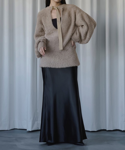 「Ezick」 長袖ニット FREE グレイッシュベージュ レディース_画像8