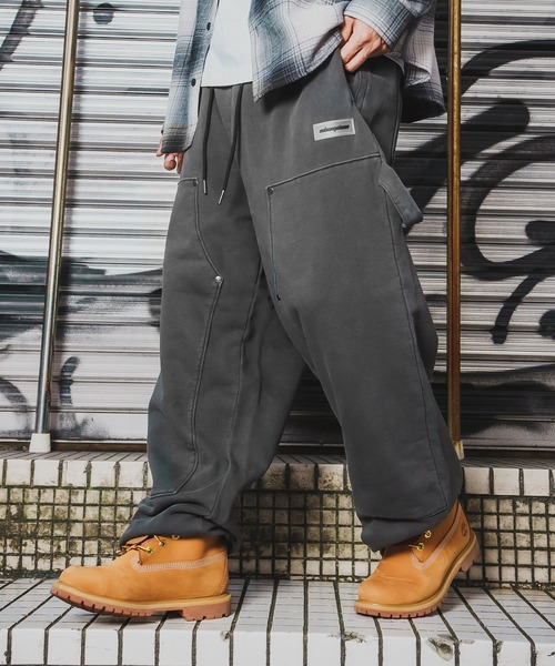 油*め様 ワイドパンツ ペインターパンツ ダメージ加工 ストリート系