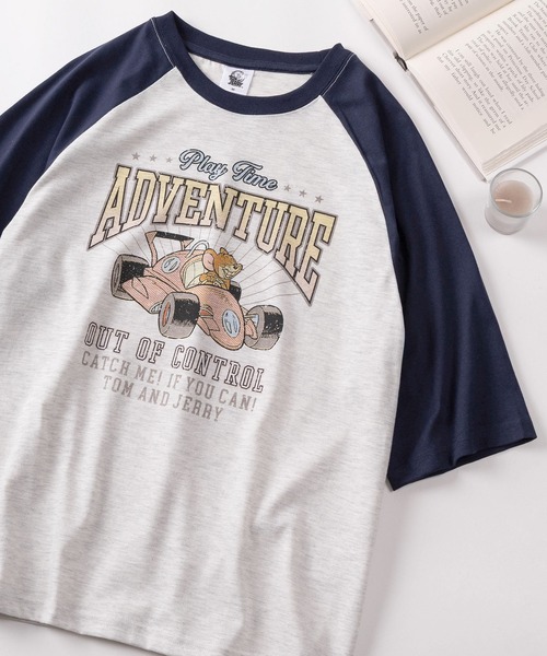 tシャツ 「71」「TOM＆JERRY/トムとジェリー」ラグラン 七分袖 Tシャツ